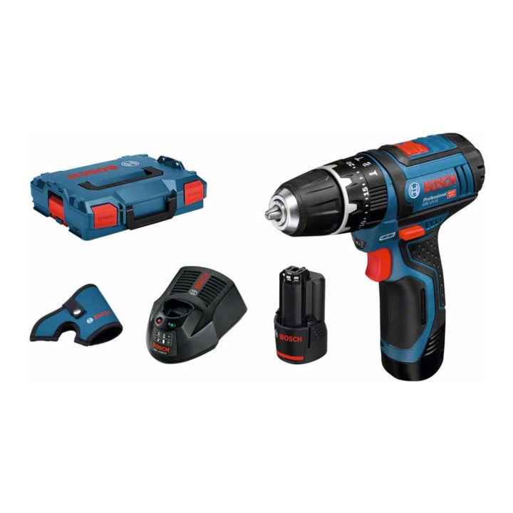Bosch Akku-Schlagbohrschrauber GSB 12V-15 mit 2 x 2,0 Ah Li-Ion Akku L-BOXX
