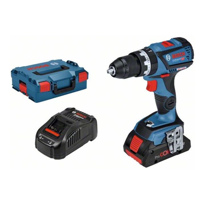 Bosch Akku-Schlagbohrschrauber GSB 18V-60 C mit 2 x ProCORE18V 4.0-Ah Akku L-BOXX