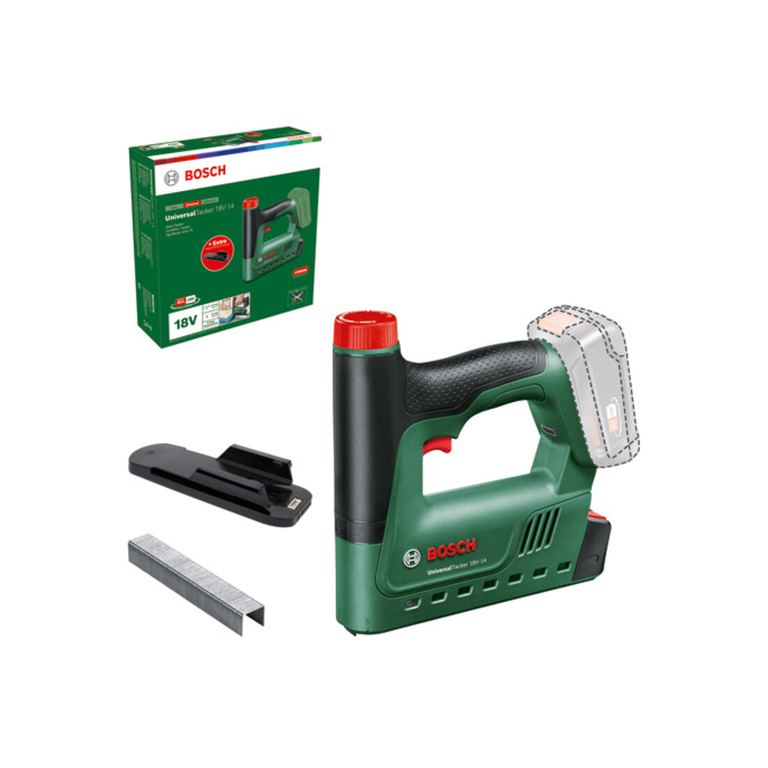 Bosch Akku-Tacker UniversalTacker 18V-14 mit 1000 Klammern und Papierabstandshalter