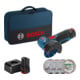 Set Bosch Akku-Winkelschleifer GWS 12V-76 mit 2 x 2,0 Ah Li-Ion Akku + EXPERT Carbide Multi Wheel Trennscheibe, 125 mm