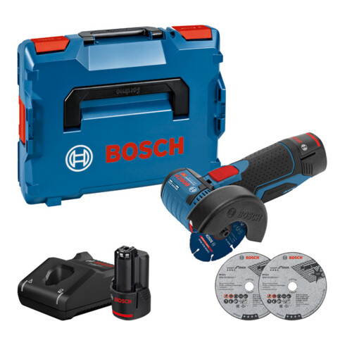 Bosch Akku-Winkelschleifer GWS 12V-76 mit 2 x 3,0 Ah Li-Ion Akku