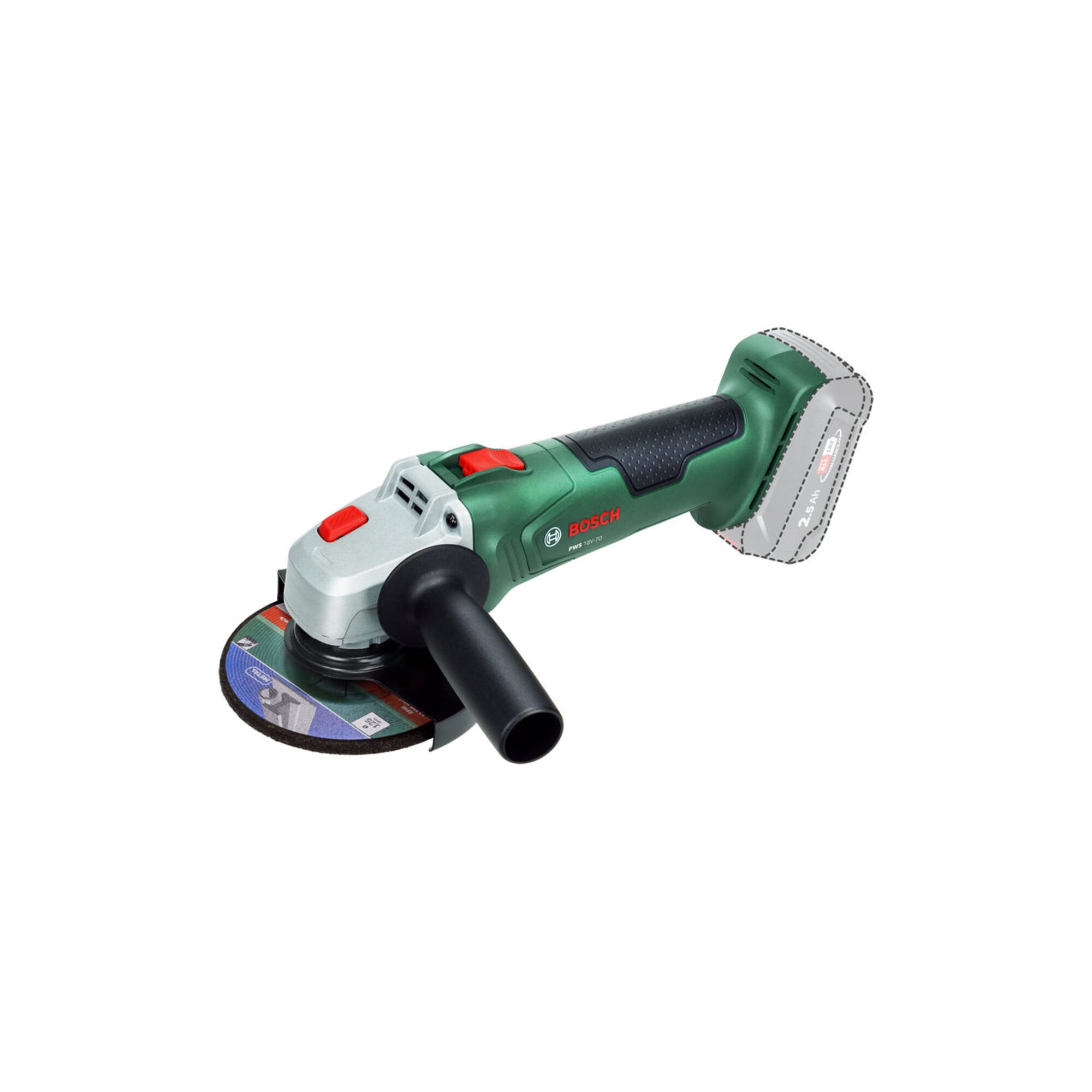 BOSCH Akku-Winkelschleifer PWS 18V-70 mit Schleifscheibe
