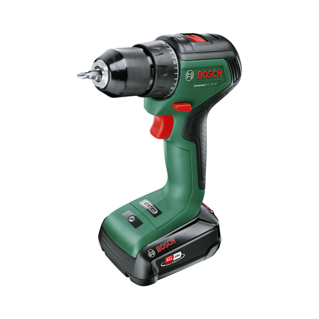Bosch Akku-Zweigang-Bohrschrauber UniversalDrill 18V-60: 1 Akkupack PBA 18V 2,0Ah W-B