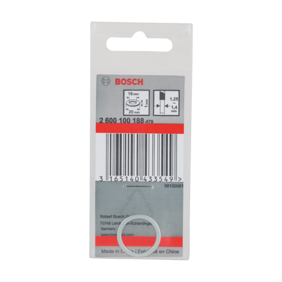 Bosch Anello di riduzione per lame circolari, 20x16x1mm