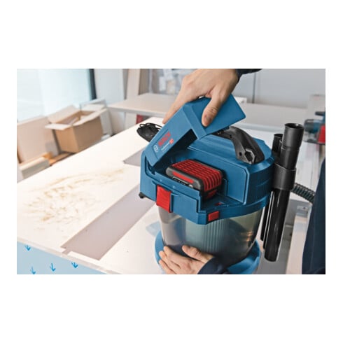 Bosch Aspirapolvere a batteria GAS 18V-10 L, senza batteria con adattatore per elettroutensili