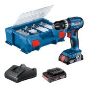 Bosch Avvitatore a Batteria GSB 18V-45, 2 Batterie GBA 18V 2.0Ah, Caricabatterie e L-CASE-1