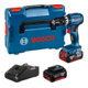 Bosch Avvitatore a batteria GSB 18V-45, 2 batterie GBA 18V 3.0Ah, caricabatterie e L-BOXX-1