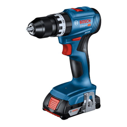 Bosch Avvitatore a batteria GSB 18V-45, 2 batterie GBA 18V 3.0Ah, caricabatterie e L-BOXX