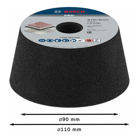 Bosch komschijf voor nat- en haakse slijpmachines conisch-steen/beton