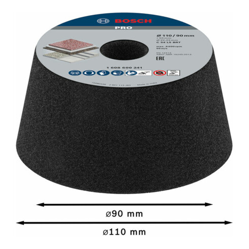 Bosch komschijf voor nat- en haakse slijpmachines conisch-steen/beton