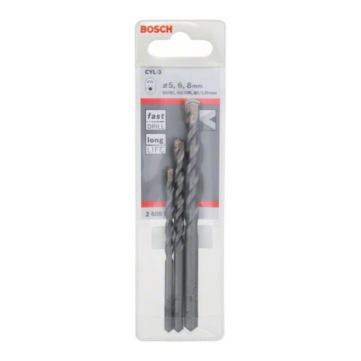Bosch Betonbohrer CYL-3 Set Silver Percussion 3-teilig 5 - 8 mm
