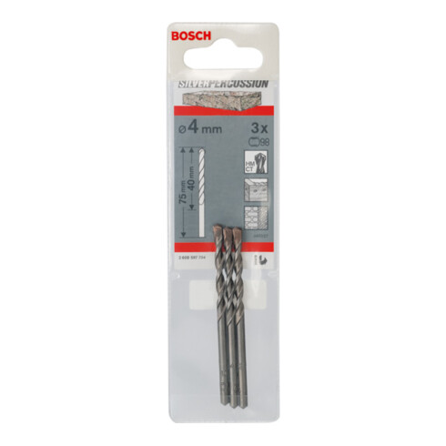 Bosch Betonbohrer CYL-3 Silver Percussion 4 x 40 x 75 mm Durchmesser 3,3 mm