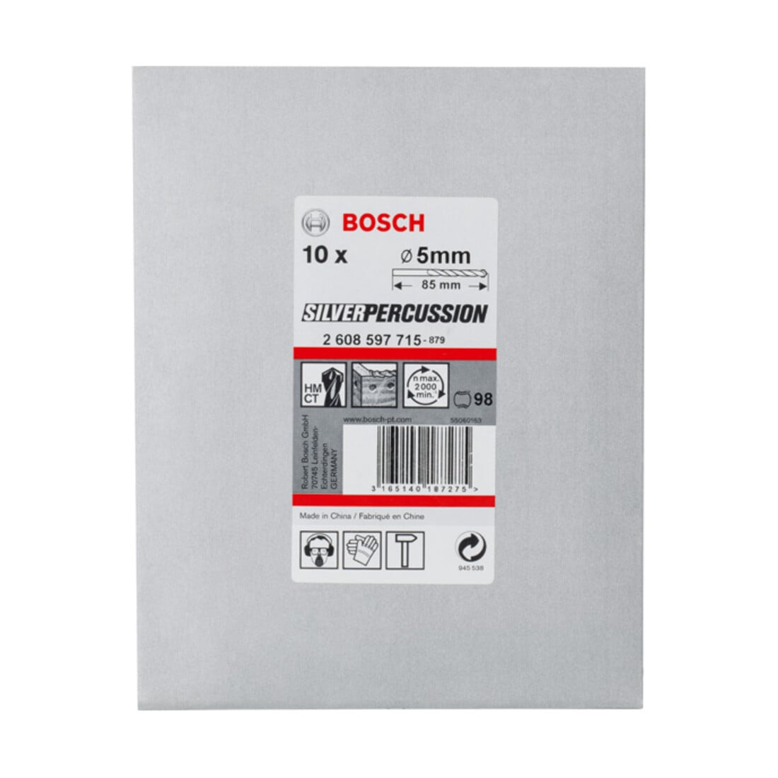 Bosch Betonbohrer CYL-3 Silver Percussion 5 x 50 x 85 mm Durchmesser 4,5 mm