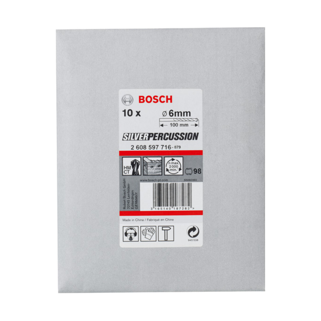 Bosch Betonbohrer CYL-3 Silver Percussion 6 x 60 x 100 mm Durchmesser 5,5 mm
