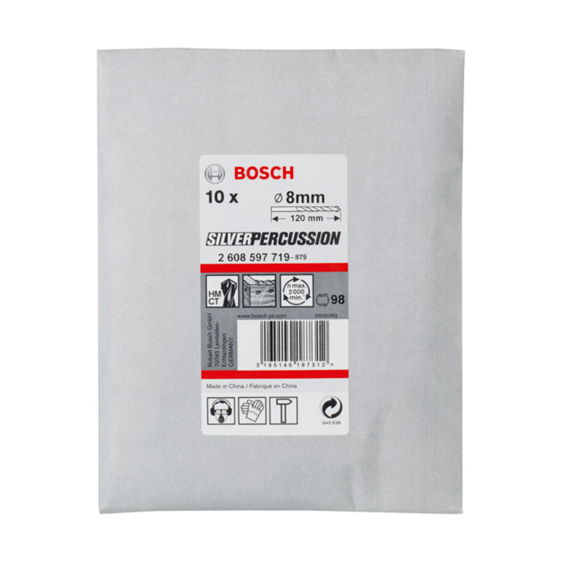 Bosch Betonbohrer CYL-3 Silver Percussion 8 x 80 x 120 mm Durchmesser 7,5 mm