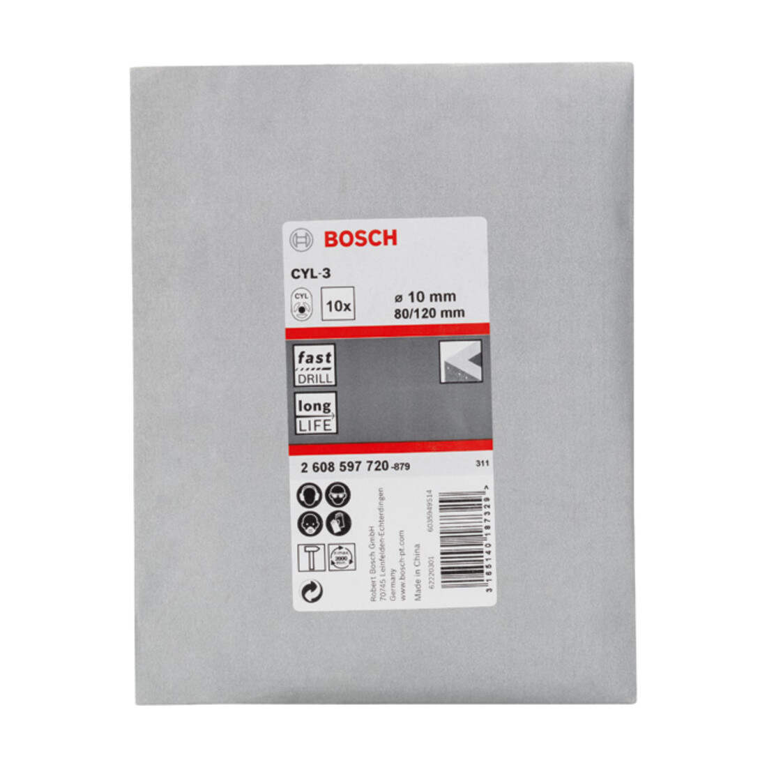 Bosch betonboor CYL-3 Silver Percussion 10 x 80 x 120 mm diameter 9 mm