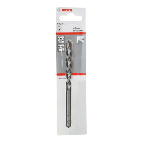 Bosch betonboor CYL-3 Silver Percussion 8 x 80 x 120 mm diameter 7,5 mm