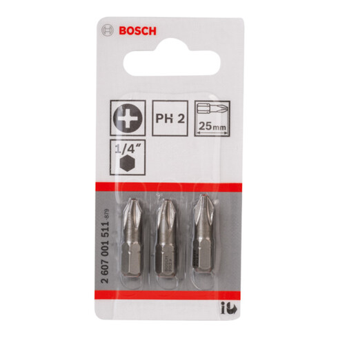 Bosch Bit Phillips, L25mm, 1/4" 3pz.