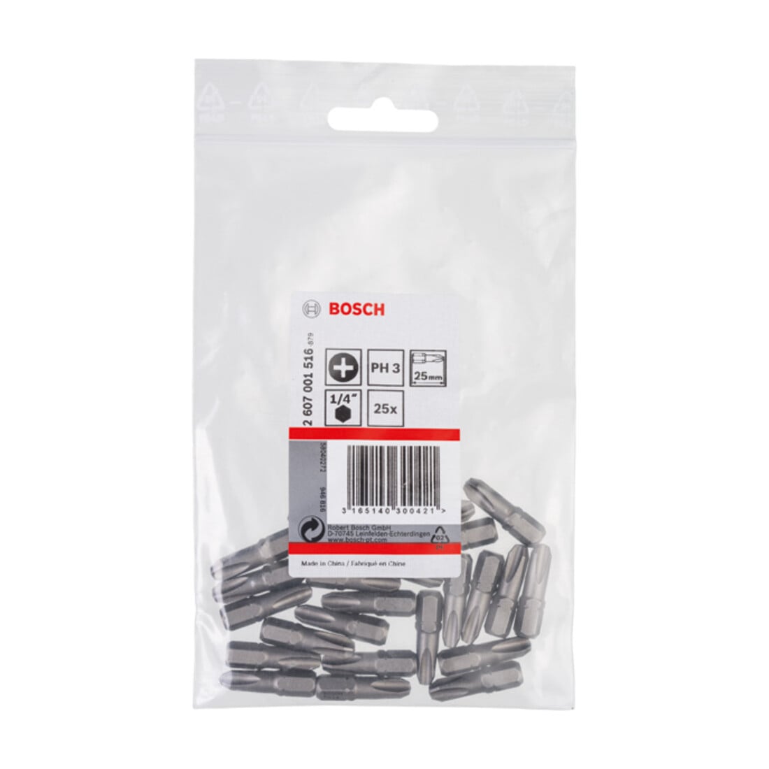 Bosch Bit Phillips, L25mm, 1/4" 25pz.