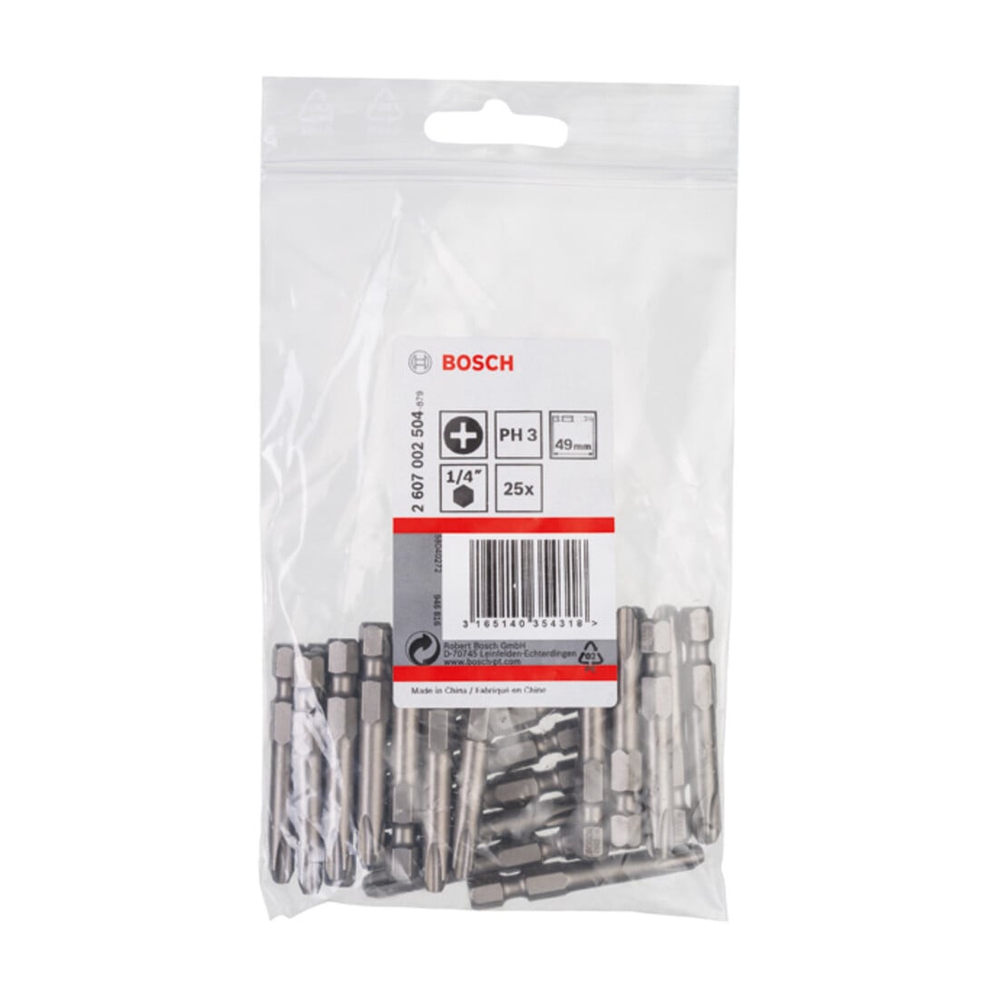 Bosch Bit Phillips, L49mm, 1/4" 3pz.