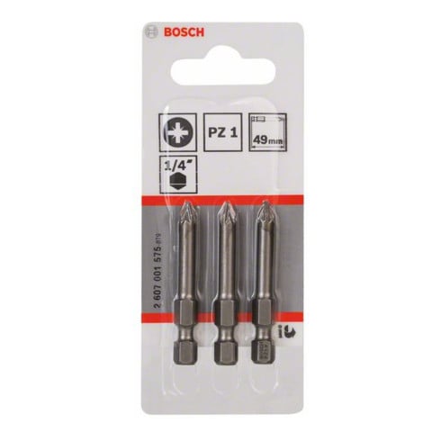 Bosch Bit Pozidriv, L49mm, 1/4", extra duro, 3pz.