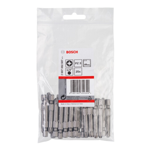 Bosch Bit Pozidriv, L49mm, 1/4", extra duro, 3pz.