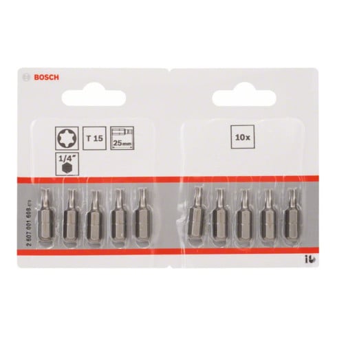 Bosch Bit Torx, L25mm, 1/4" extra duro, 10pz.