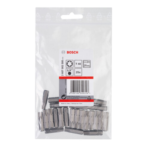 Bosch Bit per cacciavite extra duro, T40, 25mm