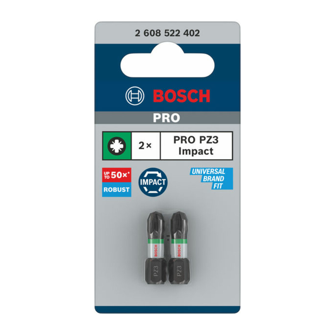 Bosch Bit per cacciavite Impact Control , 25 mm, 2xPZ3. Per cacciavite