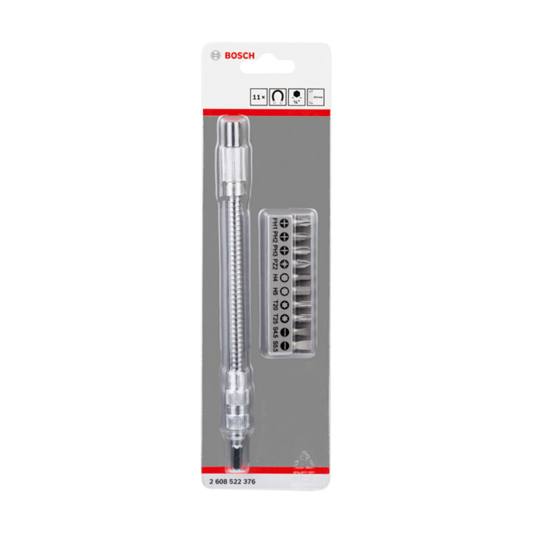 Bosch Bit Set 11 pièces avec rallonge flexible en métal 200 mm