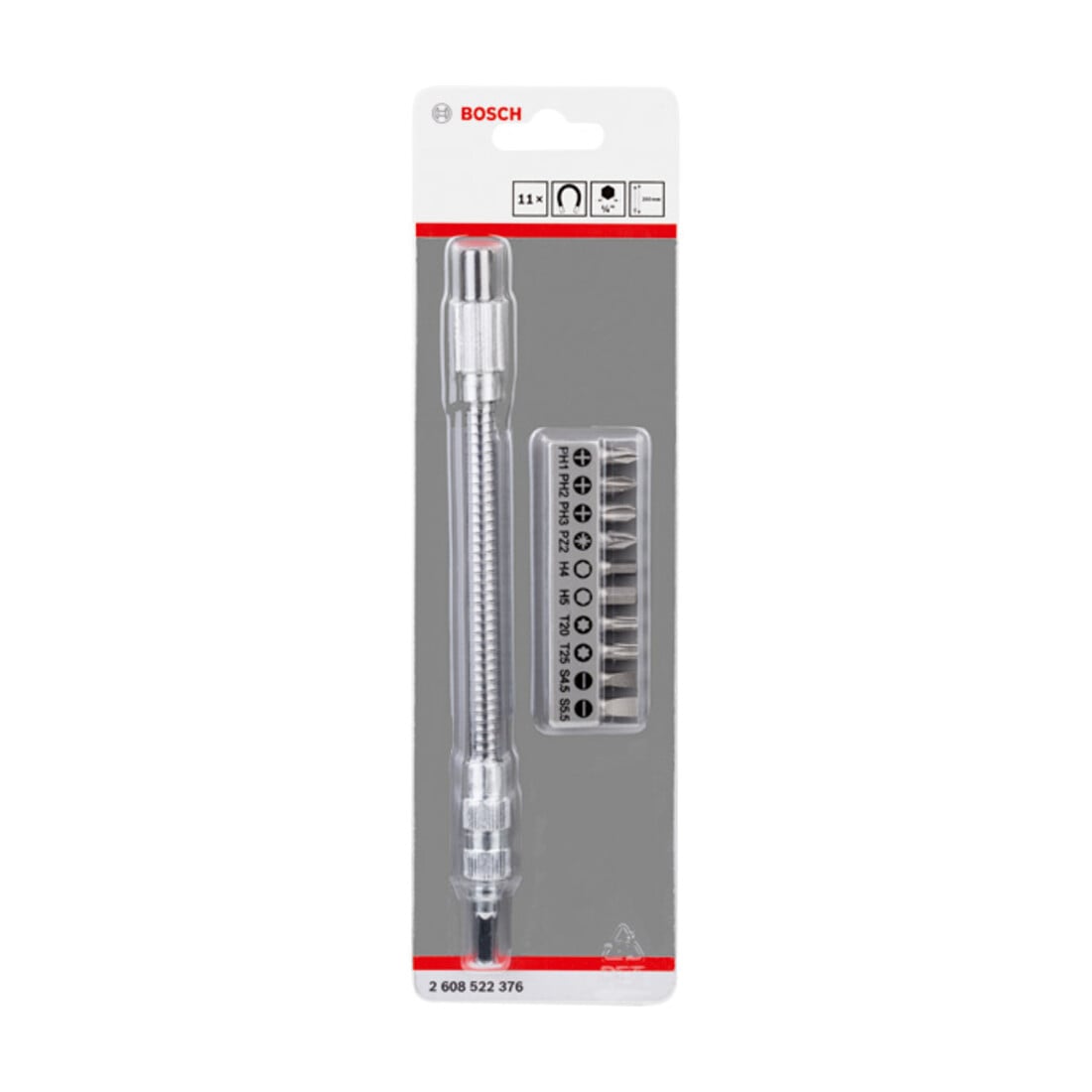 Bosch bitset 11-delig met flexibel metalen verlengstuk 200 mm