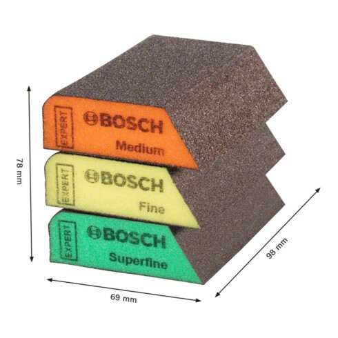 Bosch Blocco combinato EXPERT S470 69x97x26mm M, F SF 3pz. per la levigatura manuale