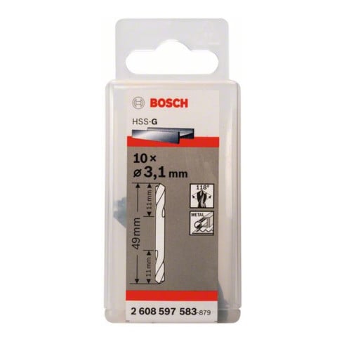 Bosch boormachine met dubbele kop HSS-G 3,1 x 11 x 49 mm