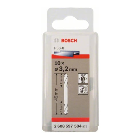 Bosch boormachine met dubbele kop HSS-G 3,2 x 11 x 49 mm