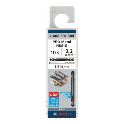 Bosch boormachine met dubbele kop HSS-G 3,2 x 11 x 49 mm