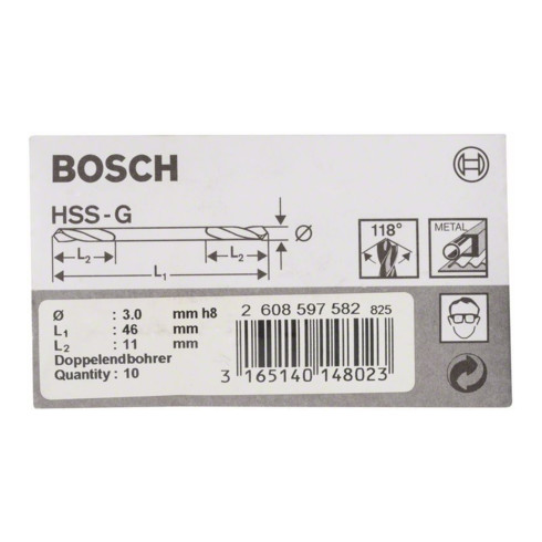 Bosch boormachine met dubbele kop HSS-G 3 x 11 x 46 mm