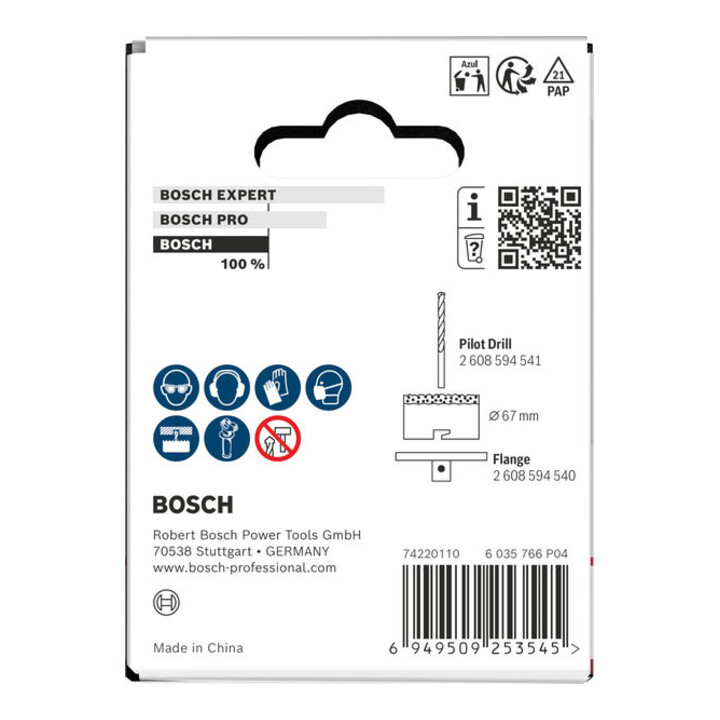 Bosch Boorzaag voor baksteen en zachte tegels met opzethouder, 67 x 60 mm
