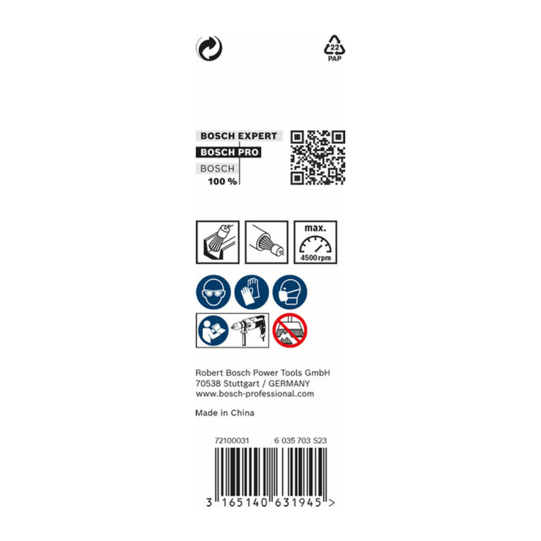 Bosch borstel golvend 0,2 mm 15 mm 4500 tpm