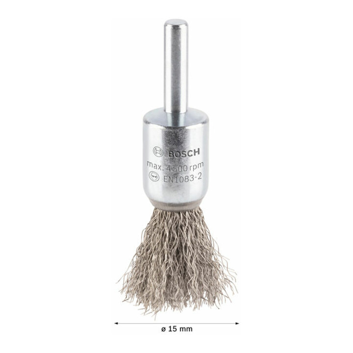 Bosch borstel roestvast gegolfd 0,2 mm 15 mm 4500 tpm