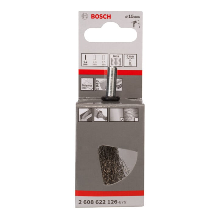 Bosch borstel roestvast gegolfd 0,2 mm 15 mm 4500 tpm