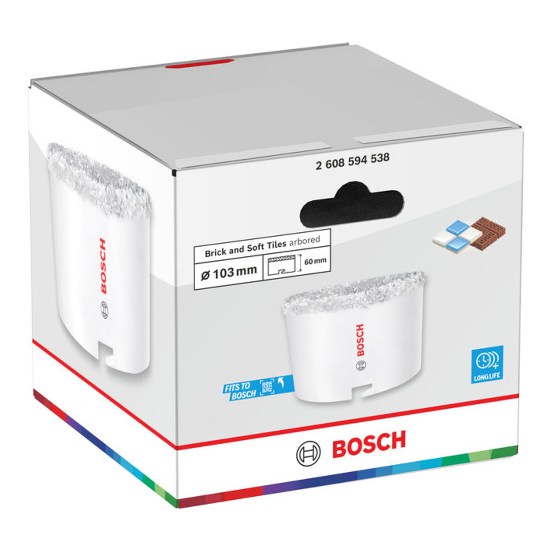 Bosch Brick and Soft Tile Lochsäge mit Aufsteckhalter, 103 x 60 mm