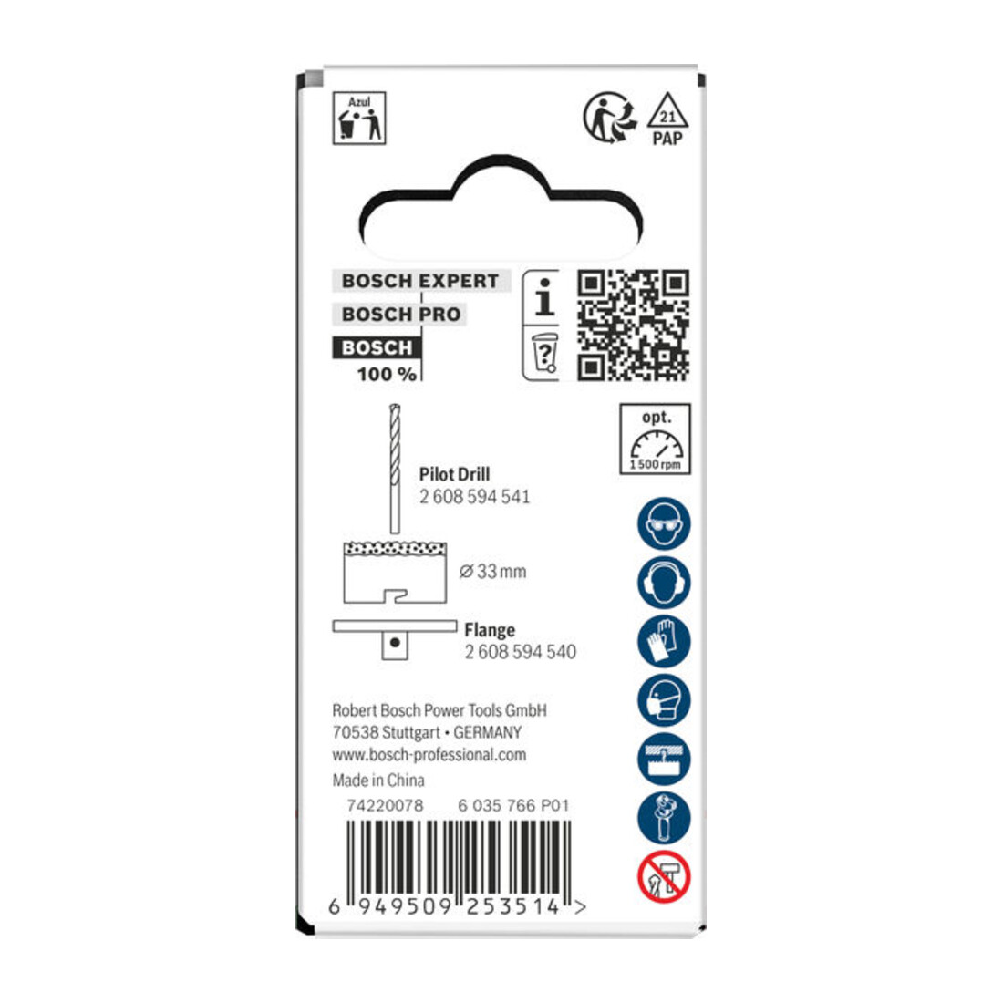 Bosch Brick and Soft Tile Lochsäge mit Aufsteckhalter, 33 x 60 mm