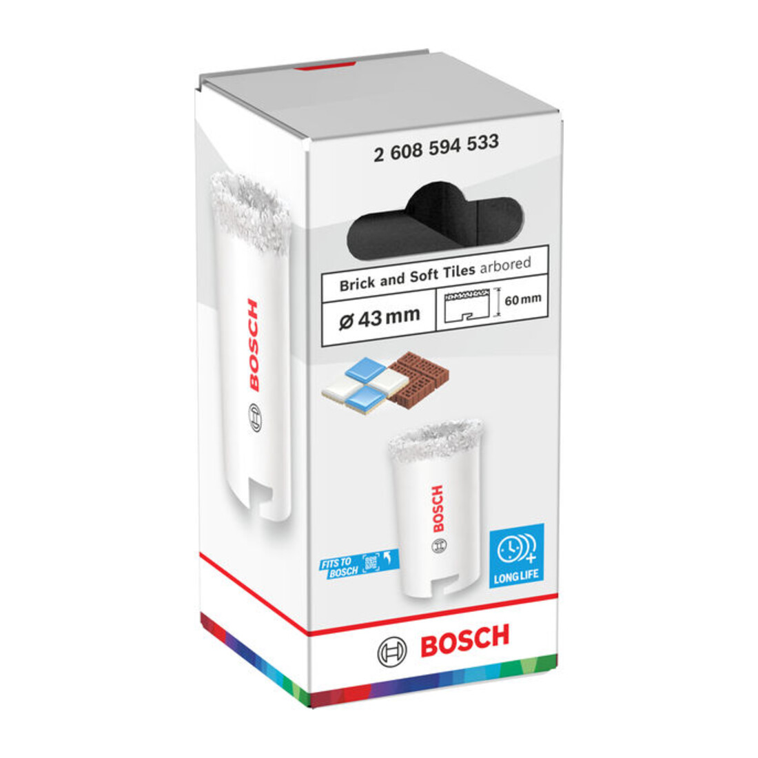 Bosch Brick and Soft Tile Lochsäge mit Aufsteckhalter, 43 x 60 mm