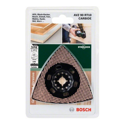 Bosch Carbide-RIFF Schleifplatte AVZ 90 RT10, 90 mm, Carbide Sanding Grit 10