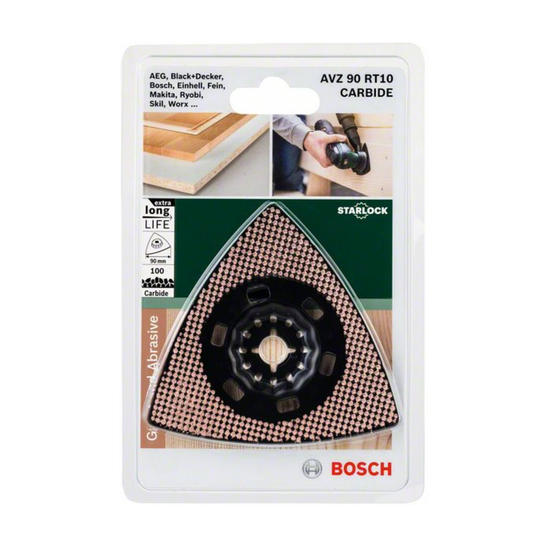 Bosch Carbide-RIFF Schleifplatte AVZ 90 RT10, 90 mm, Carbide Sanding Grit 10