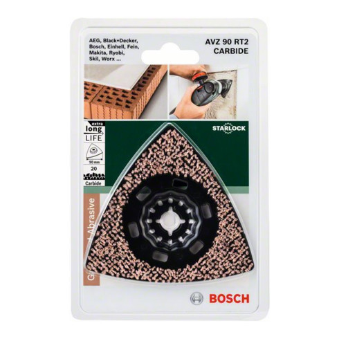 Bosch Carbide-RIFF Schleifplatte AVZ 90 RT2, 90 mm, Carbide Sanding, Grit 2