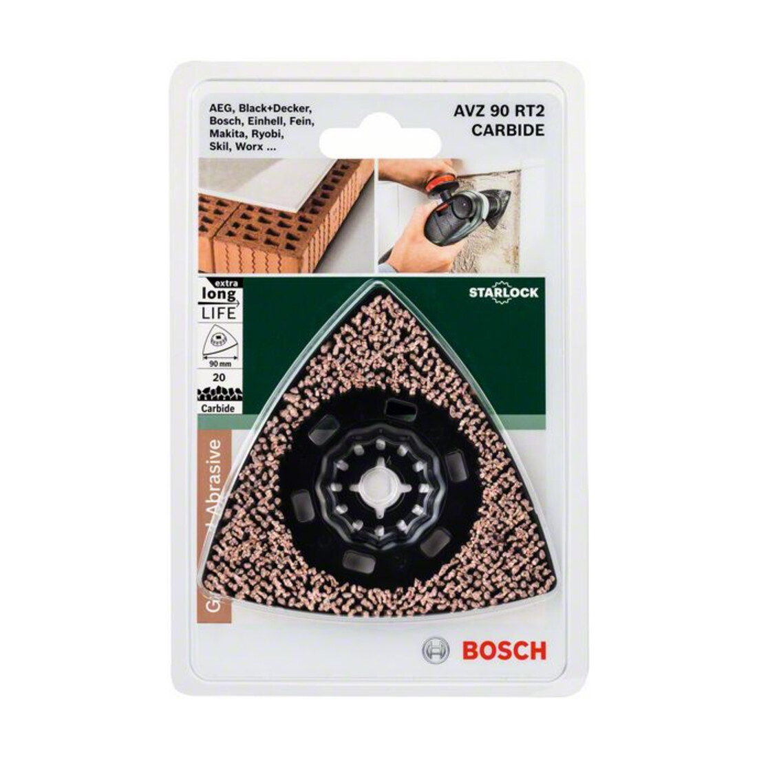Bosch Carbide-RIFF Schleifplatte AVZ 90 RT2, 90 mm, Carbide Sanding, Grit 2