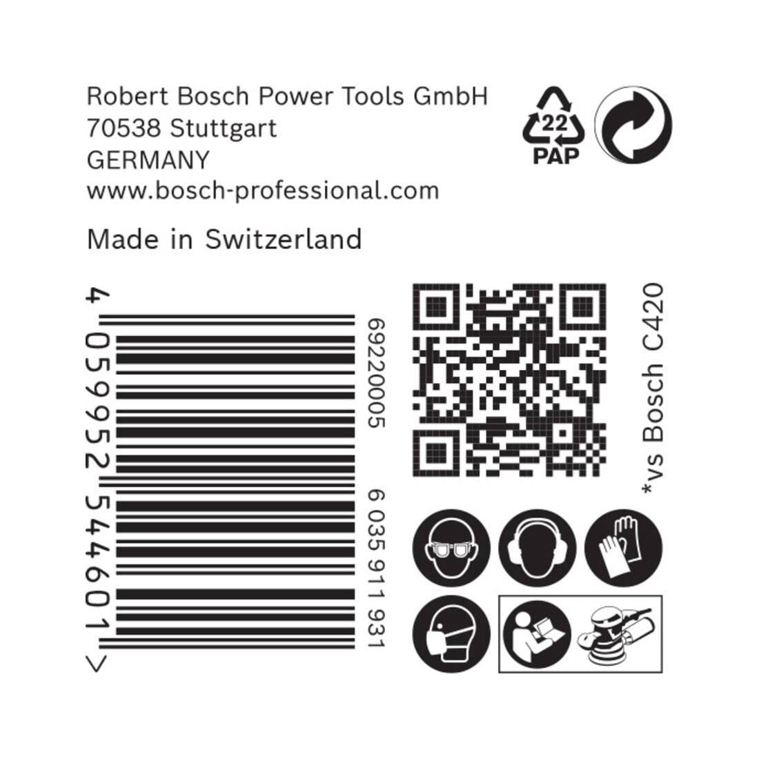 Bosch Carta abrasiva EXPERT C470 a 6 fori per levigatrice rotorbitale, 150mm G 150 50pz.