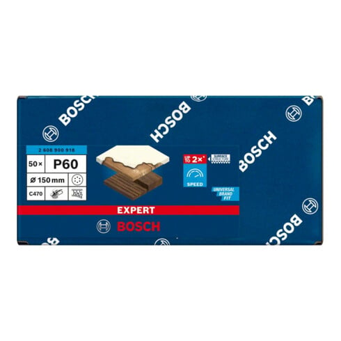 Bosch Carta abrasiva EXPERT C470 a 6 fori per levigatrice rotorbitale, 150mm G 60 5pz.