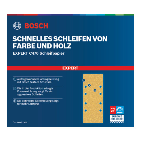 Bosch Carta abrasiva EXPERT C470 per levigatrice orbitale, senza fori